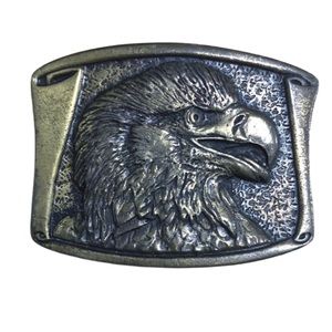 Vintage 1970s PATRIOTIC Eagle Image CDC Metalworks Brass Belt Buckle Made in USA